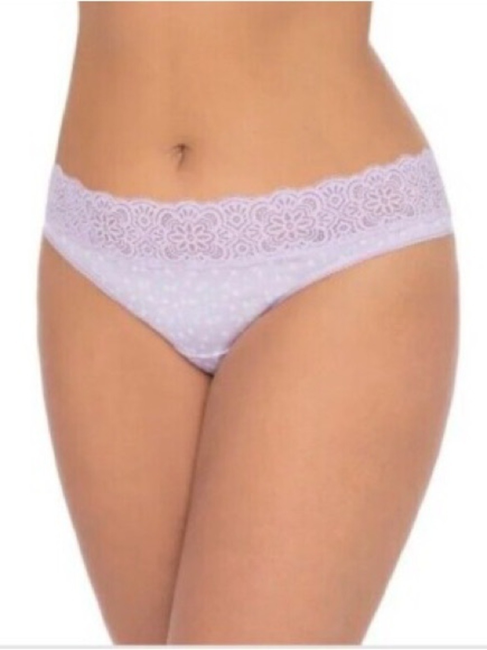 Wide Lace Waist Rayon Lavender Polka-Dot Print Thong Panty size XXXL (22)